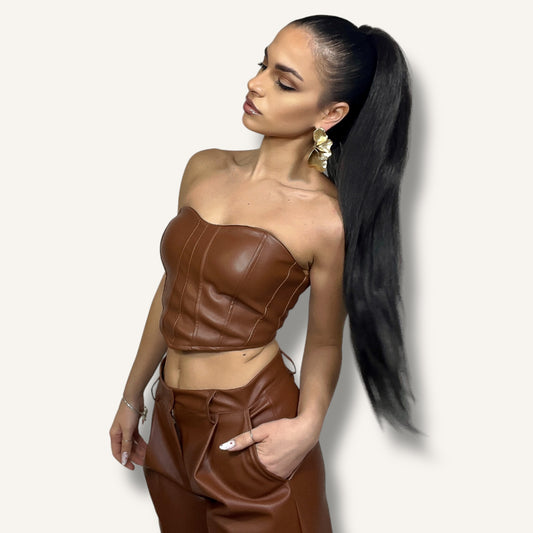 Corsetto Moka ecopelle MADE IN ITALY